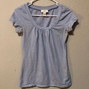 Blue and white striped tshirt/blouse